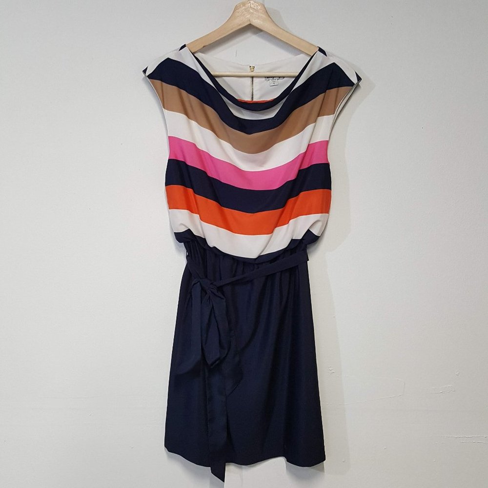 Eliza J Striped Cowl Neck Sleeveless Dress Size 4